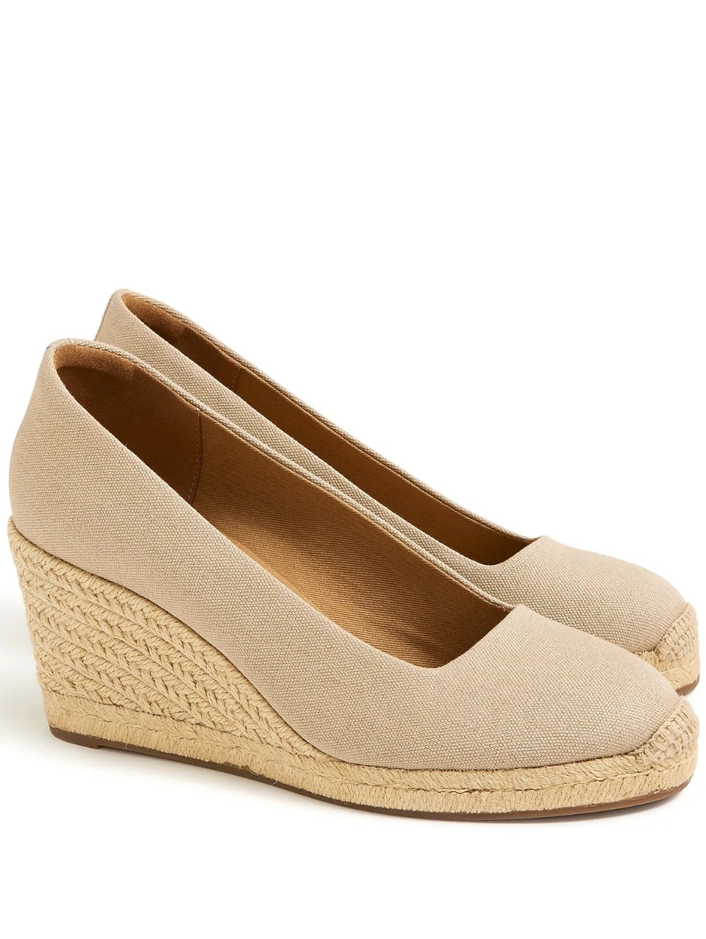 J. Crew Beige Canvas Espadrille Wedge Pumps